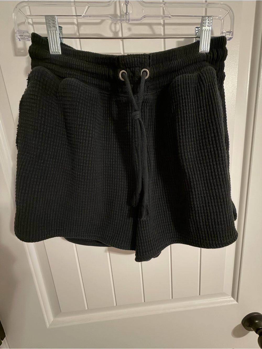 aerie Black Ribbed Drawstring Lounge Shorts
